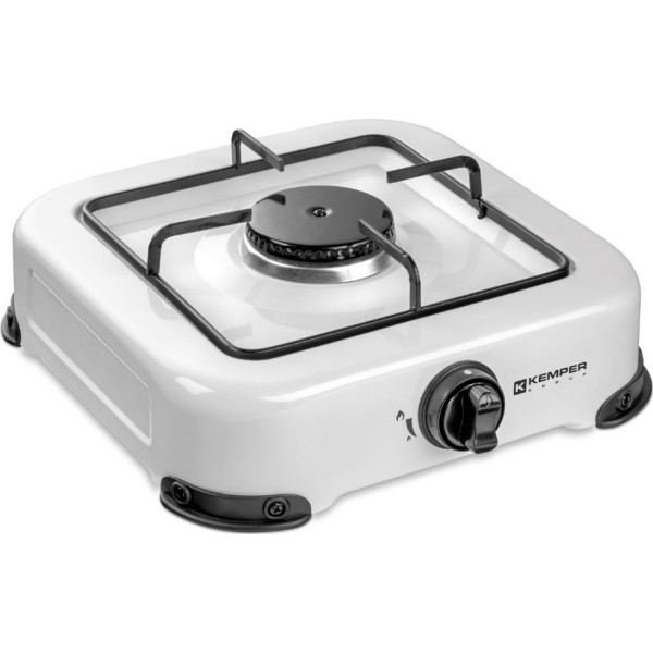 Cocina de gas butano/propano esmaltada 1 quemador, blanca, 270 x 300 x 90 mm